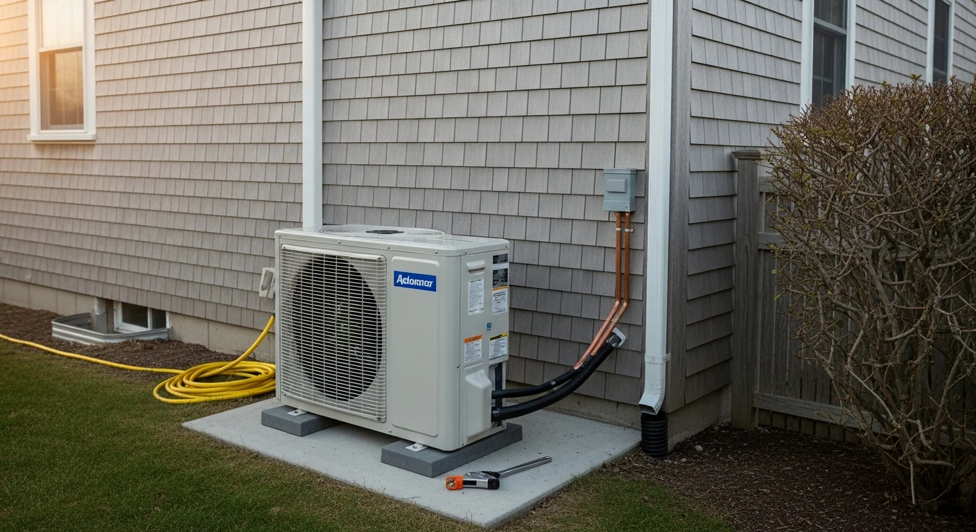 Air conditioning unit installed on the exterior of a home