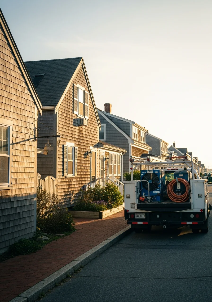 Dennis Port village with summer cottages and oceanfront dining along Nantucket Sound