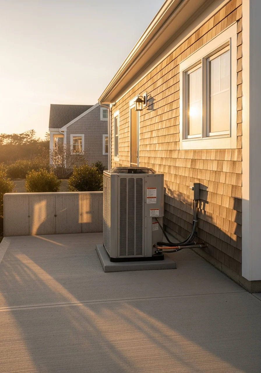 Modern HVAC heating and cooling system installation in a Mashpee home